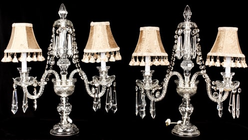 Elegant Crystal Candelabra Girandole Lamps