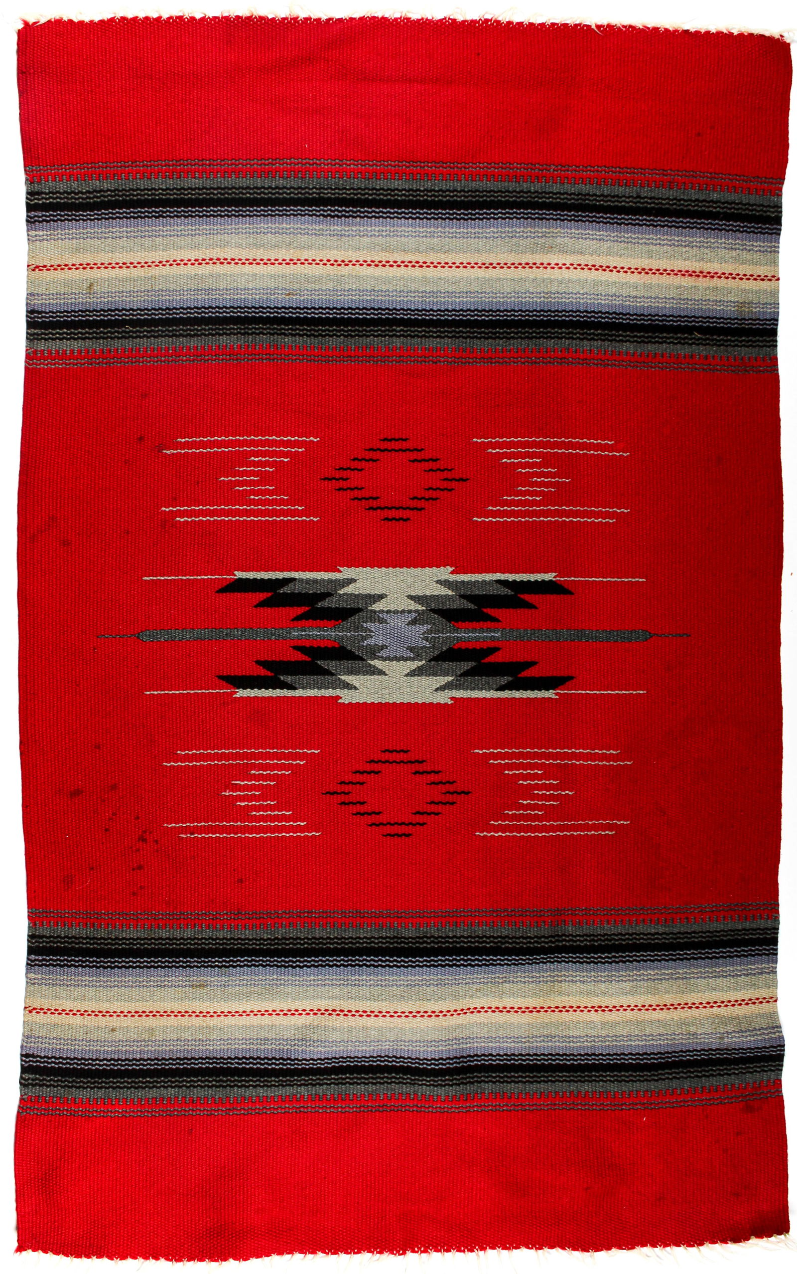 Mid Century Chimayo Mexican Banded Geometric Wool Blanket (1 of 6)