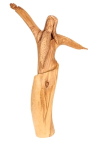 Large 32" Ernesto Salazar Taos Pueblo New Mexico Christian Wood Carving / Sculpure