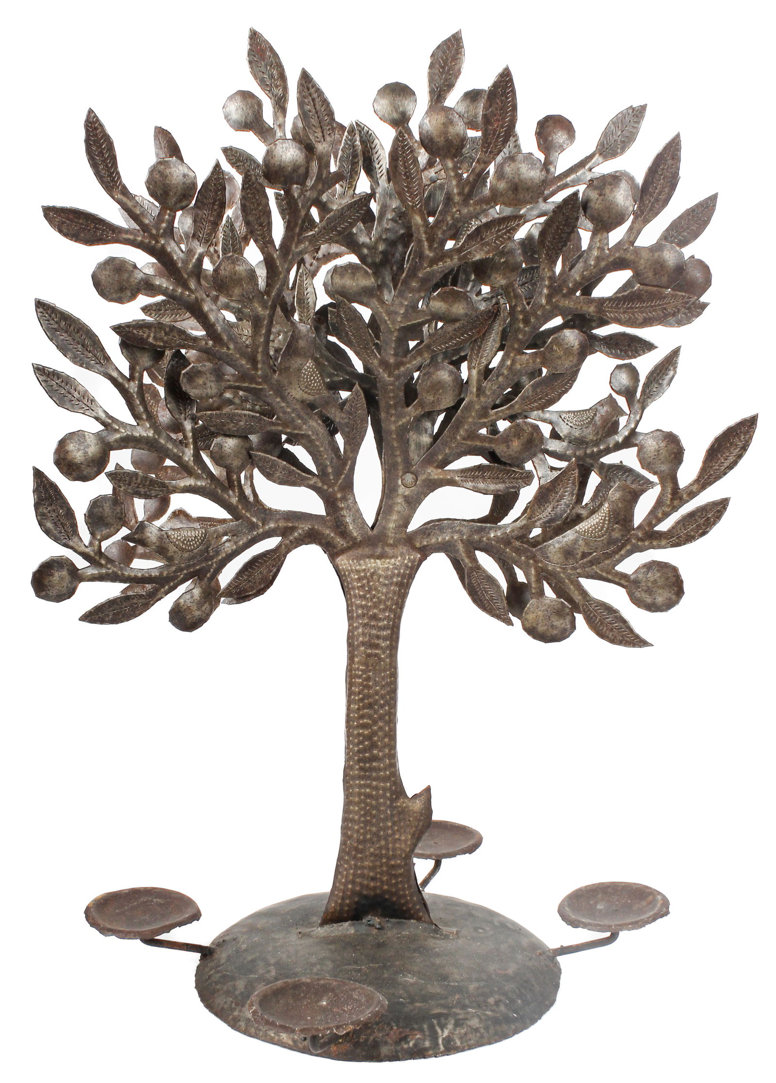 Large Mexican Metal Art Tree of Life Sculpture / Candelabra, Birds, Fruits (1 of 8)