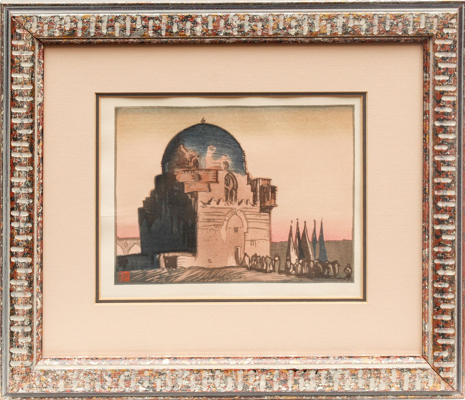 Yoshijiro Urushibara (Japanese, 1888-1953) Mosque Ibu Toulon, Woodblock Print (1 of 4)