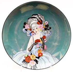 Noritake Morimura Porcelain Art Deco Lustre Lady Plate, Japan