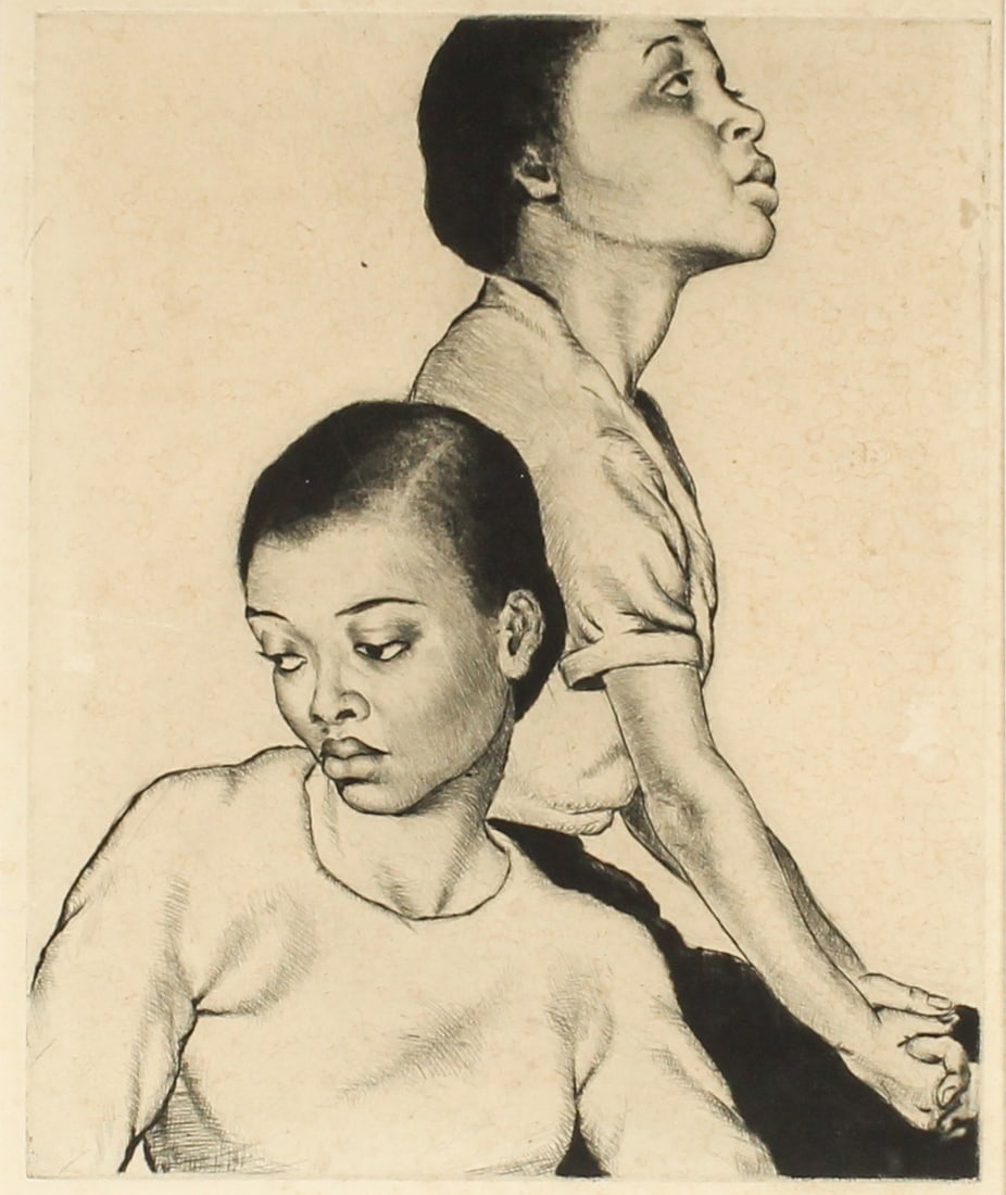 Roselle H. Osk (American, 1884 - 1954) Three Portrait Etchings Incl. African American (1 of 7)