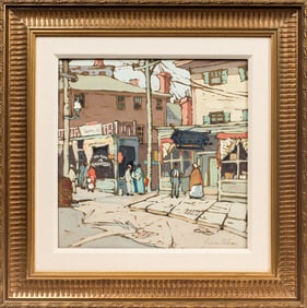 Irma Rene Koen (American, 1884-1975) Town Scene, Gouache Painting