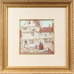 Irma Rene Koen (American, 1884-1975) Town Scene, Gouache Painting