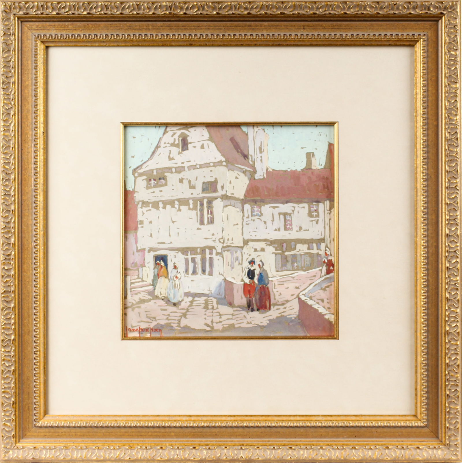 Irma Rene Koen (American, 1884-1975) Town Scene, Gouache Painting (1 of 5)