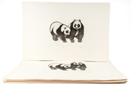 Christine McGinnis (American, 1937-2019) 41 Signed Etchings, Two Pandas