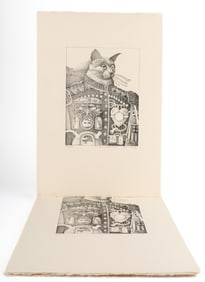 Dennis Corrigan (American, B. 1944) 21 Lithographs, Cat With a Heart On