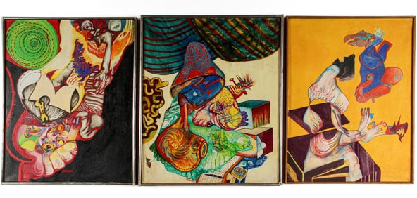 Christine McGinnis (American, 1937-2019) Three Abstract Acrylic on Canvas Painting