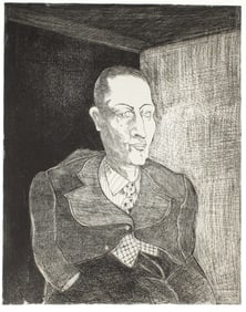 Peter Paone (American, B. 1936) Man with Star Tie, Etching