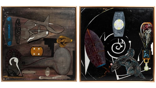 Rodger LaPelle (American, 1936-2020) TV Series #82 & #109, Two Oil on Board Abstract Paintings