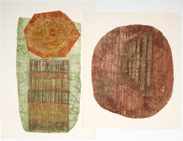 Margaret Kennard Johnson (American, 1918-2015) Two Collagraphs