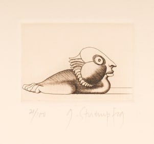 George Stuempfig (American, 20th C.) Seven Surreal Etchings