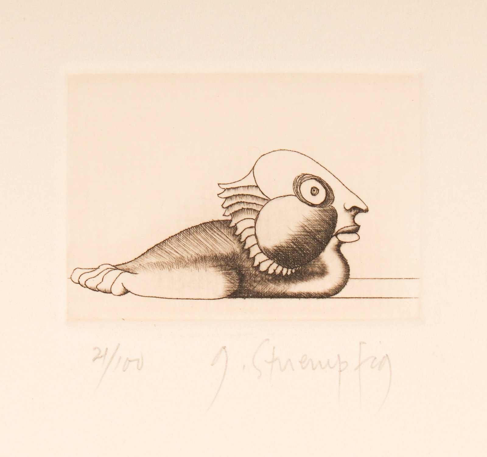 George Stuempfig (American, 20th C.) Seven Surreal Etchings (1 of 8)