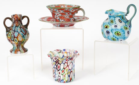 Four Fratelli Toso Murrine Murano Millefiori Art Glass Items