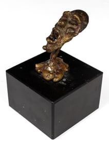 Mid Century Brutalist Bronze Bust Sculpture