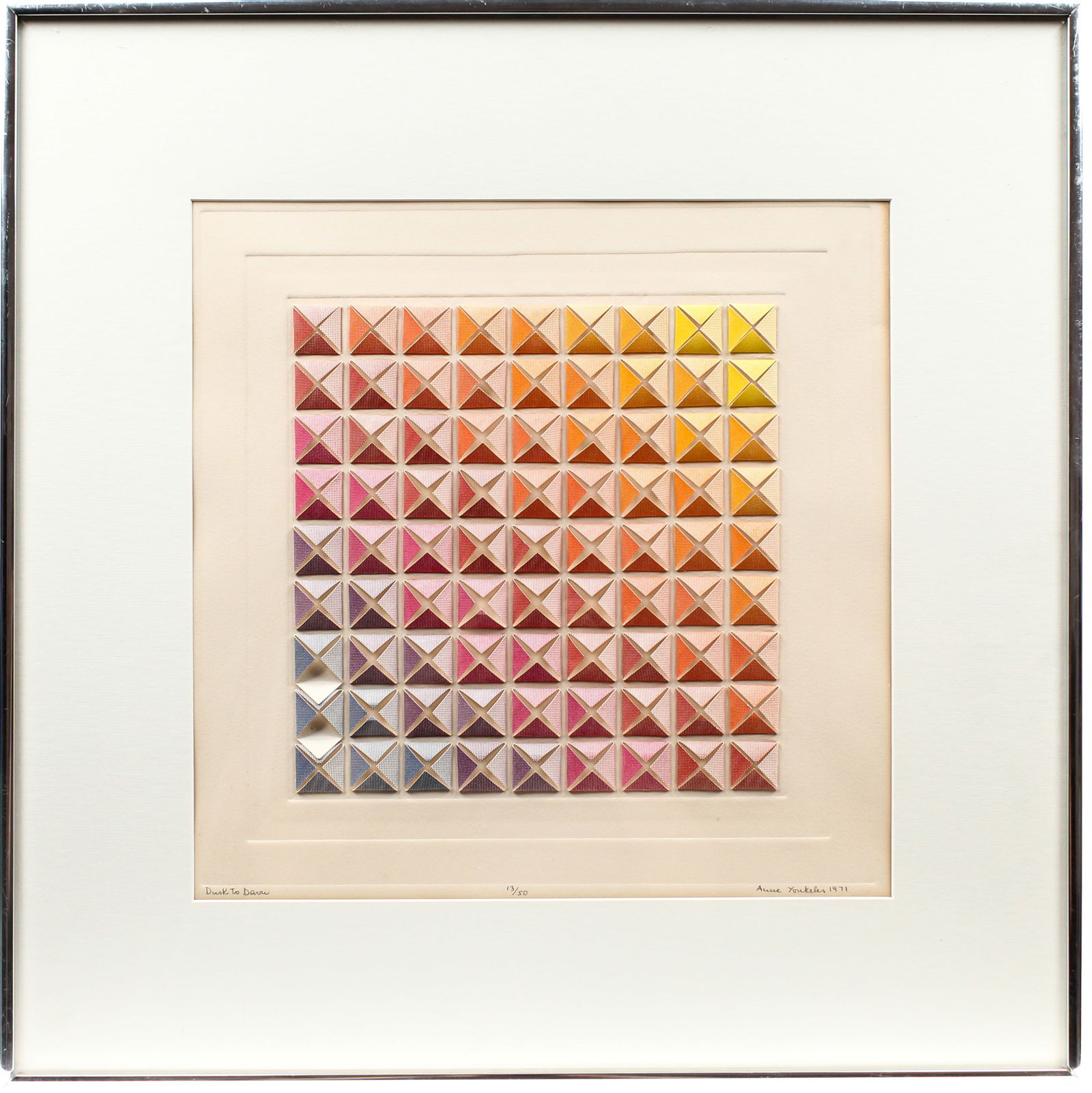 Anne Youkeles (American, B. 1920) Dusk To Dawn, Geometric 3D Op Art Serigraph (1 of 6)