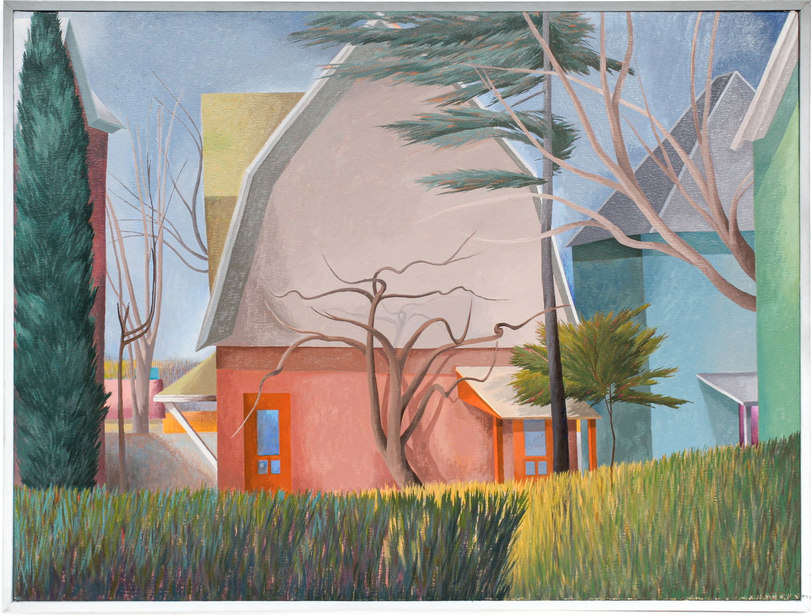 Celia Reisman (Philadelphia, Contemporary) Orange Doors, Oil on Canvas Painting (1 of 6)