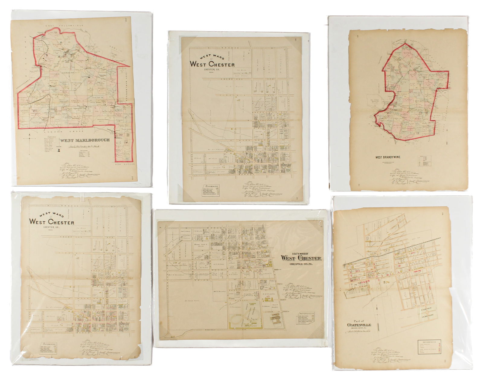 Antique Survey Maps of Chester County & City of West Chester Pennsylvania, Brandywine, Marlborough (1 of 8)