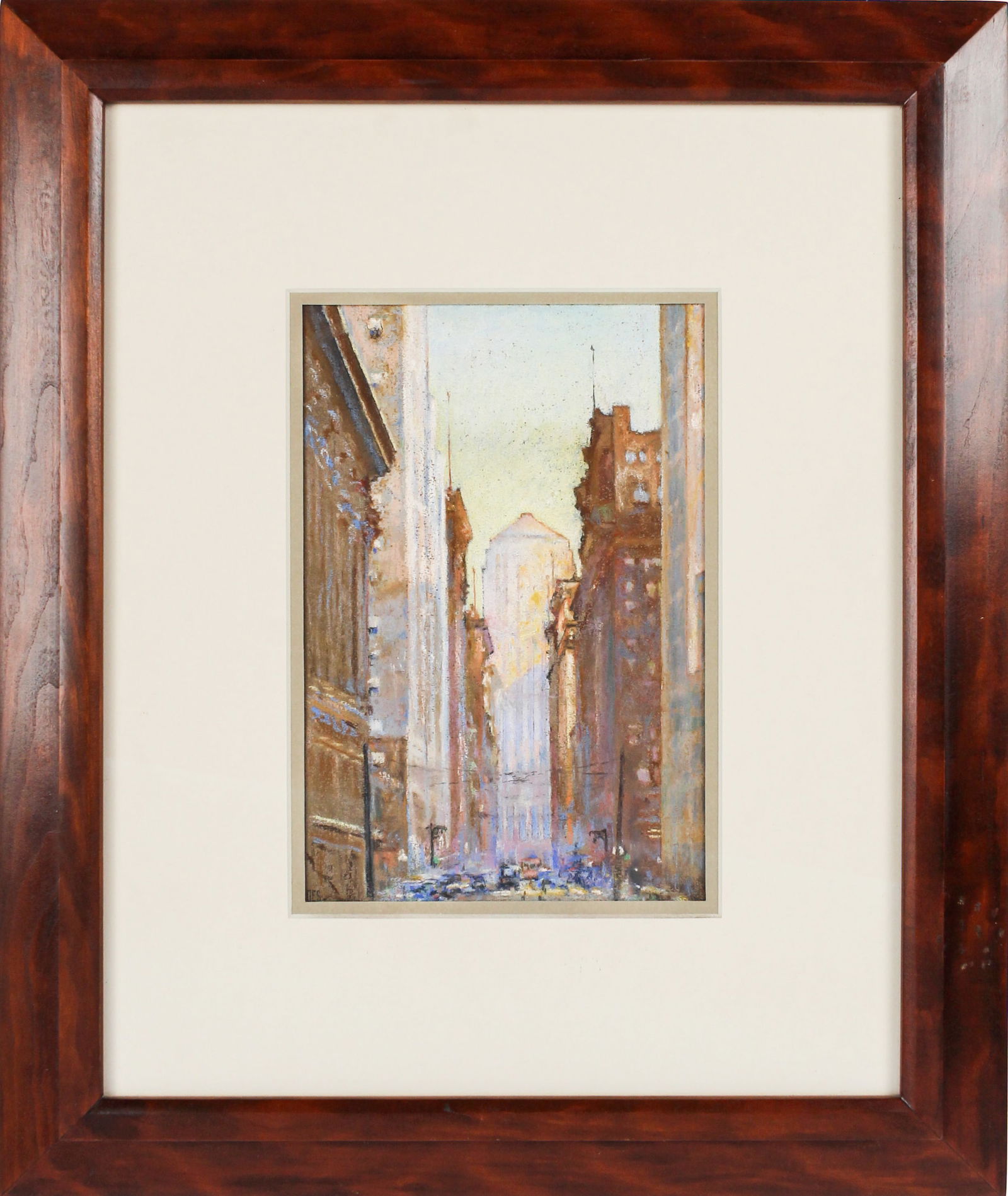 Manner of Leon Dolice, Ca. 1930 Chicago Board of Trade Building Pastel: Description: A ca. 1930 pastel depicting the Chicago Board of Trade building, prior to the addition of the Ceres sculpture at the pinnacle. Materials: Pastel on paperMarkings & Inscriptions: Initialed