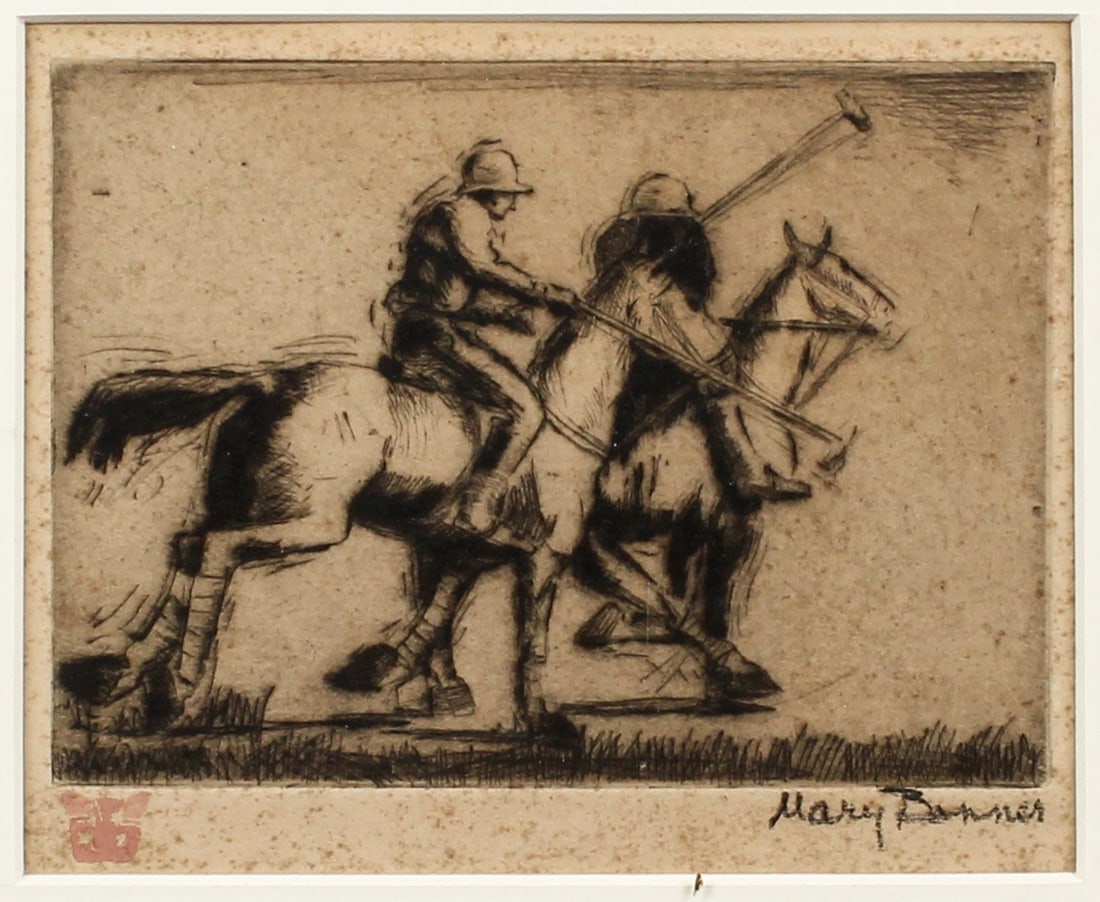 Mary Bonner (American, 1887-1935) La Partie de Polo, Signed Etching (1 of 5)