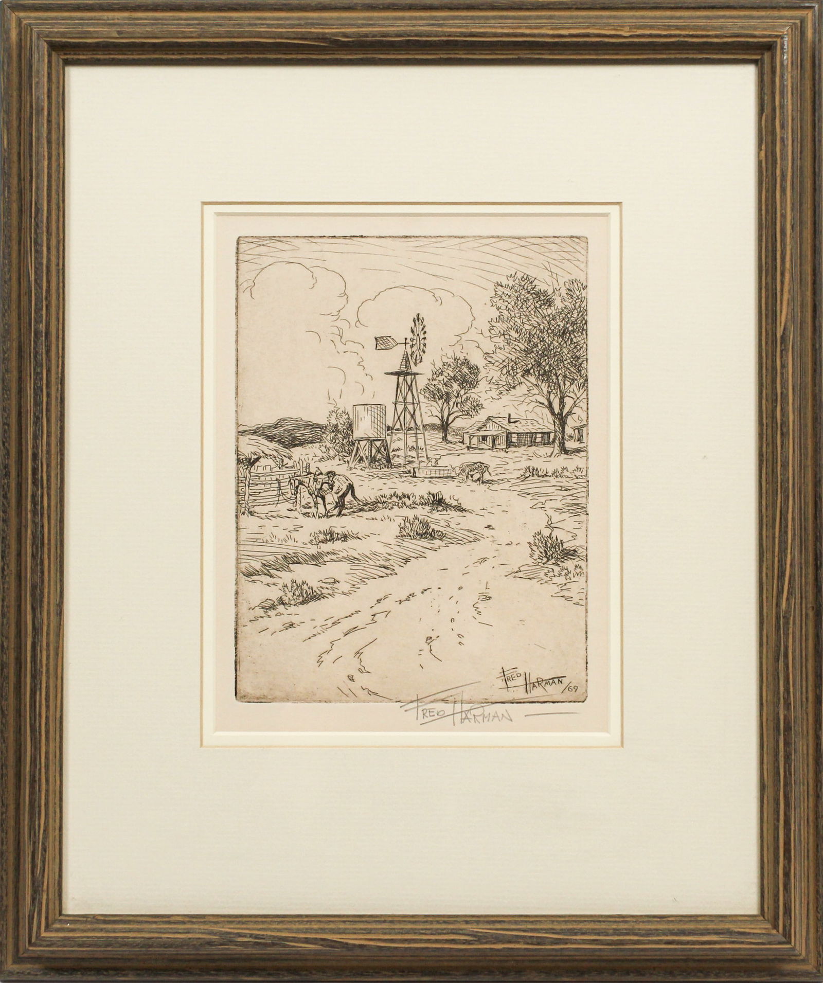Fred Harman (American, 1902-1982) Signed Etching, Western Scene (1 of 7)