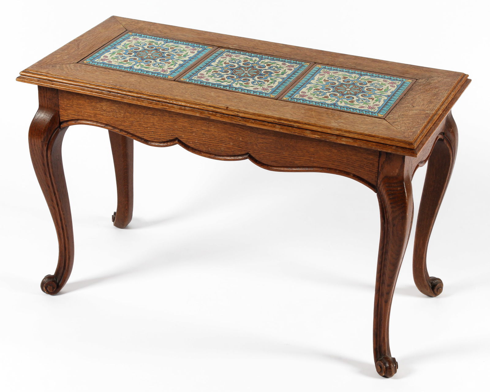 Continental Longwy Tile Inset Oak Side Table (1 of 5)