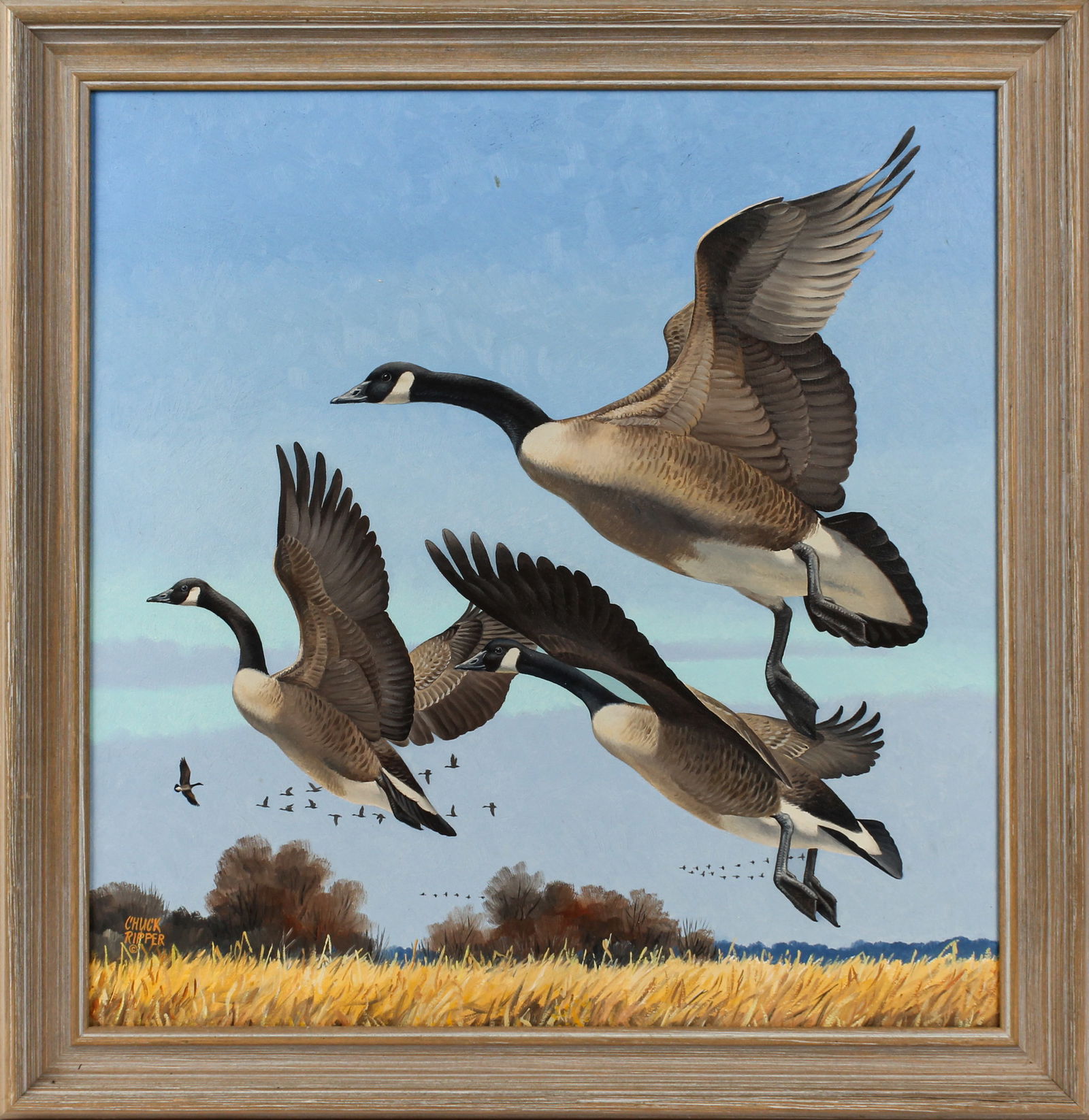 Chuck Ripper (American 1929-2019) Canada Geese, Oil on Masonite Painting (1 of 5)