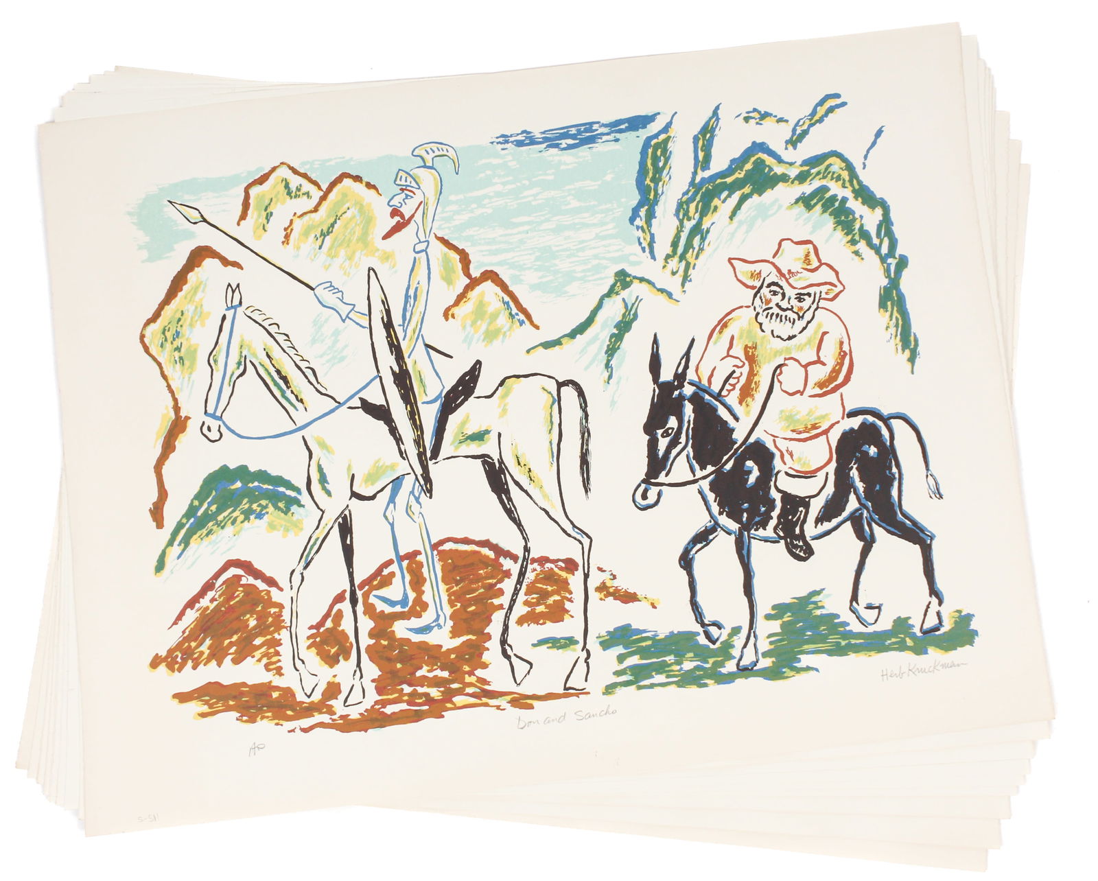 Herb Kruckman (American, 1904-1988) Twelve Signed Serigraphs, Don Quixote and Sancho Panza (1 of 2)
