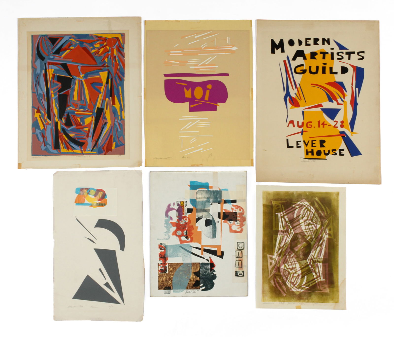 Marius Sznajderman, Six Abstract Works, Mixed Media, Prints, Etc. (1 of 6)