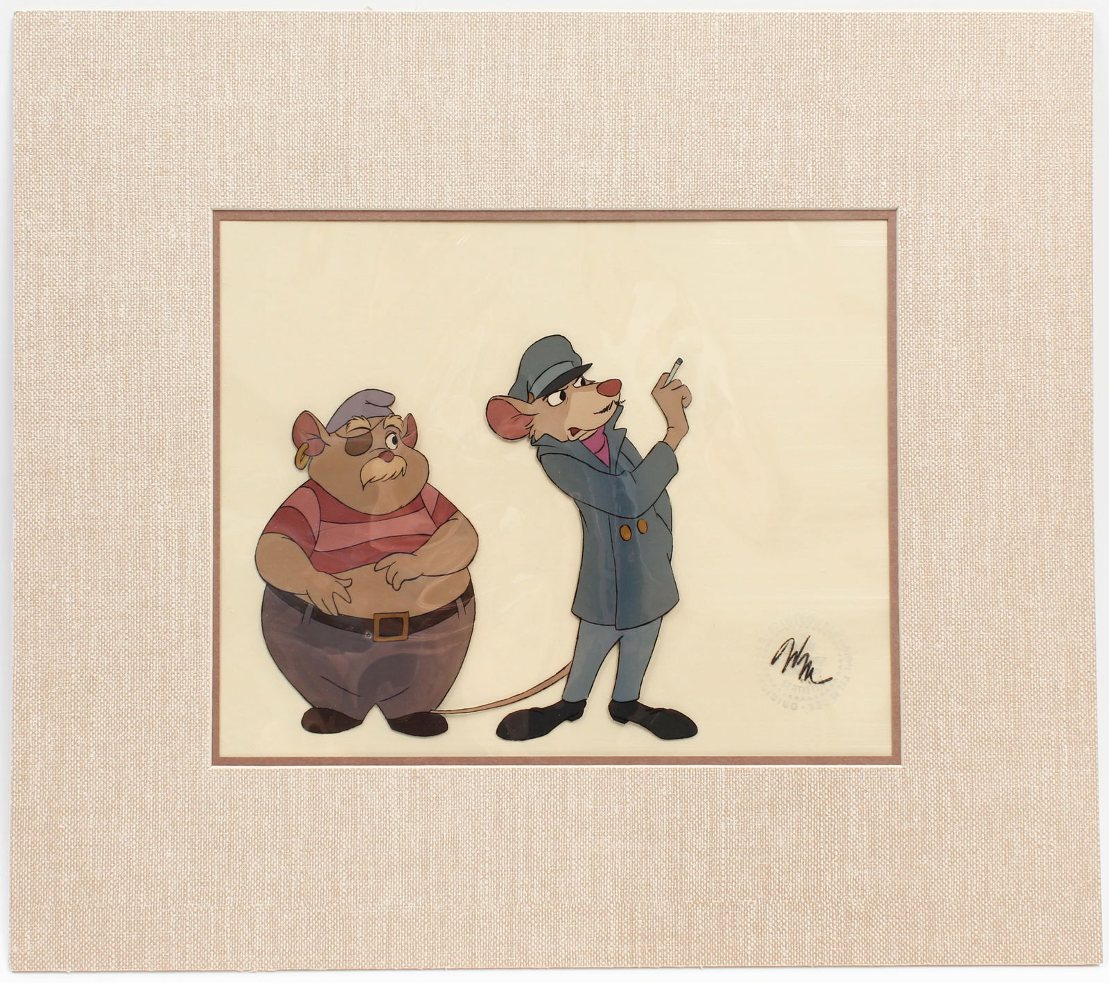 Walt Disney Animation Cel,The Great Mouse Detective, Basil and Dr. David Q. Dawson (1 of 5)