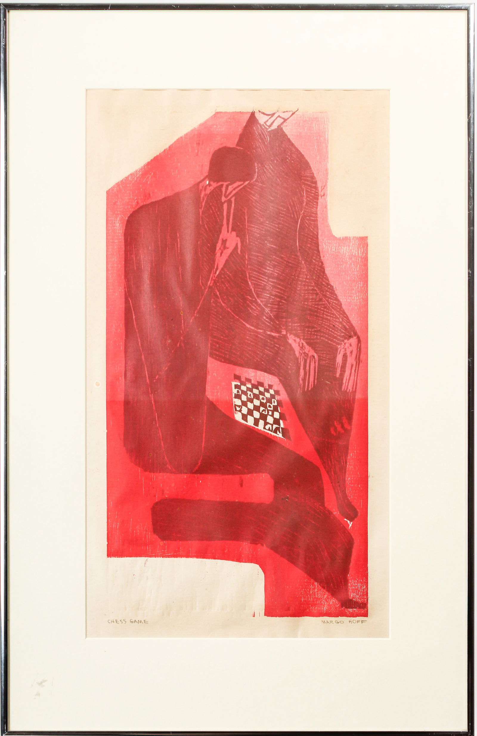Margo Hoff (American, 1910-2008) Chess Game, Woodcut (1 of 5)