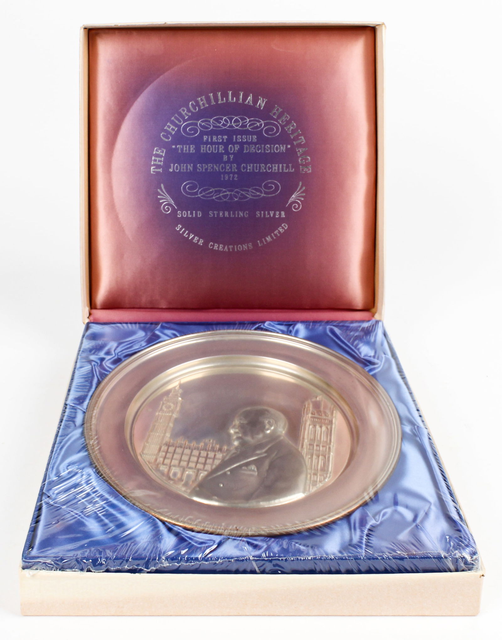 Winston Churchill Sterling Silver Plate, The Hour of Decision, First Issue