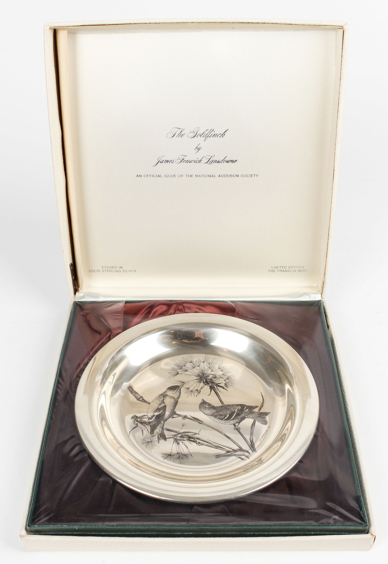 Franklin Mint Goldfinch Sterling Silver Plate, National Audubon Society (1 of 6)