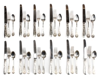Tiffany Japanese & Audubon 36 Piece Sterling Silver Luncheon / Dessert Service for 12