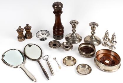 Assorted Sterling Silver Weighted Items, Pepper Mill, Etc.