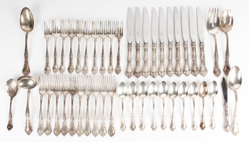 Gorham Alencon Lace Sterling Silver Flatware Service For Ten