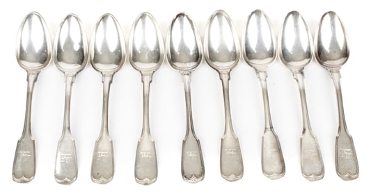 Andrew Ellicott Warner Baltimore Coin Silver Spoons, Fiddle Thread