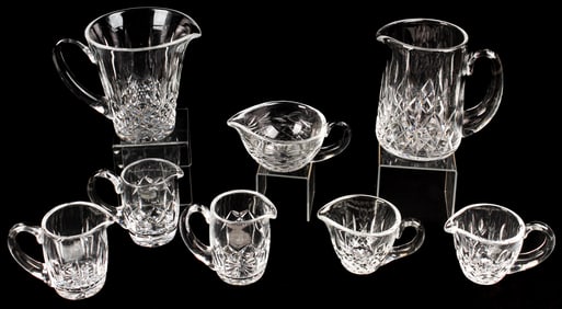 Waterford Crystal Pitchers, Creamers, Kenmare, Kerry Etc.