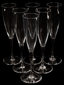 Six Baccarat Crystal Dom Perignon Champagne Toasting Flutes