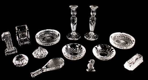 Waterford Crystal Prentiss Candleholders, Paperweights, Card Holder, Ashtrays, Seahorse
