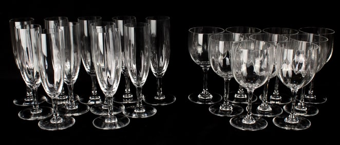 20 Baccarat Montaigne Optic Crystal Glasses, Champagne, Wine