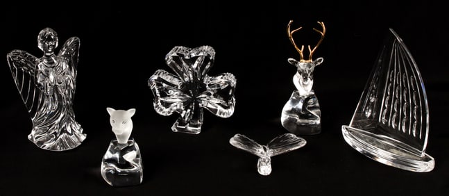 Six Waterford / Swarovski Crystal Sculptures, Paperweight Etc.