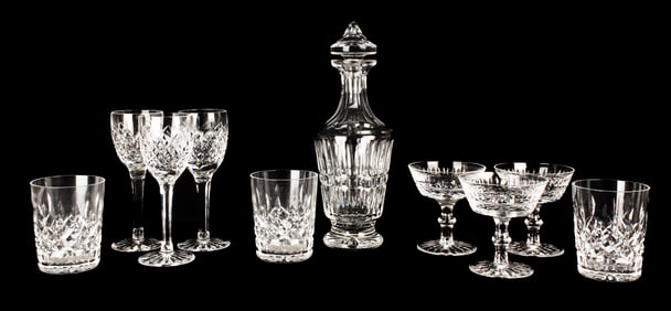 Waterford Crystal Glenmore Decanter, Tramore Champagne Coupes, Tyrone, Lismore