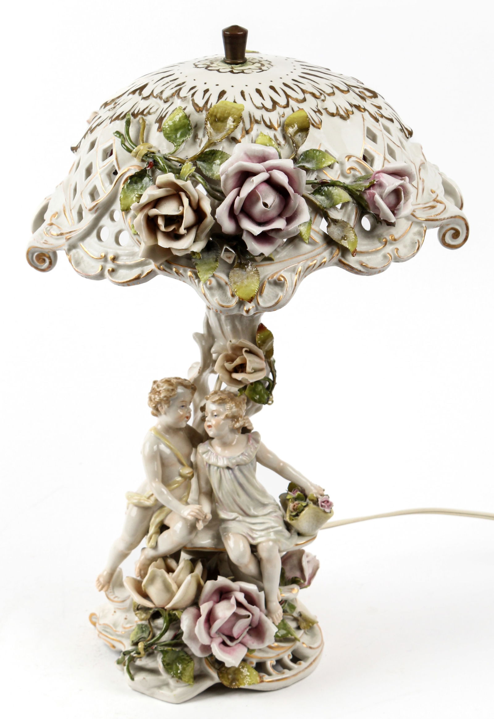 Antique German Porcelain Table Lamp, 19th Century (1 of 6)
