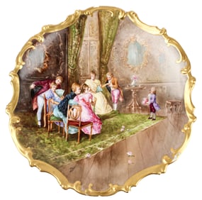 Large Hand Painted Limoges Porcelain Charger, Dubois