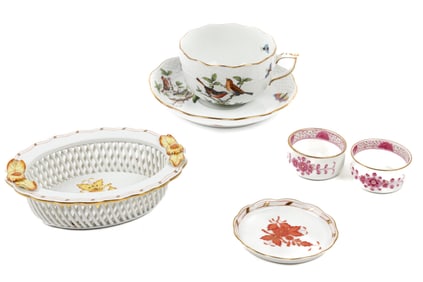 Meissen & Herend Porcelain Items Incl. Indian Pink, Chinese Bouquet