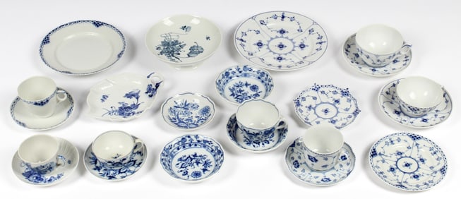 Blue & White Porcelain Incl. Royal Copenhagen Blue Fluted Full Lace, Etc.