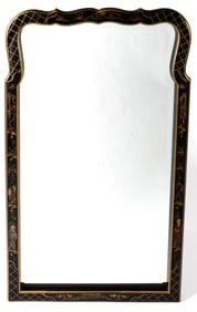 Chinoiserie Black Lacquer Wall Mirror