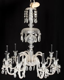 1930s Eight Arm Cut Crystal Chandelier